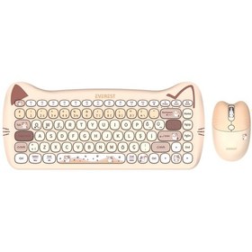 Resim Everest KM-6285 Catty Mini Wireless - Bluetooth Kablosuz Ultra Sessiz Özel Tasarımlı Q Klavye & Mouse Set 