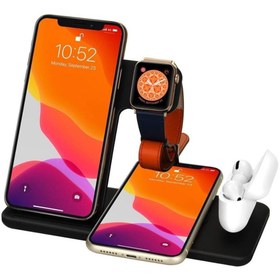Resim pazariz 4 In1 Wireless Charger Kablosuz Şarj Istasyonu Standı 15 Watt Android Ve Ios Uyumlu Siyah 