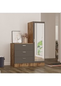 Resim Robin Home Lyana Aynalı Şifonyer Gardırop Çam-Gri 