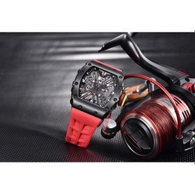 Resim Pagani Design Pd-1738 Tonneau Saat Erkek 42mm Su Geçirmez Kuvars Japon Vh65 Safir Kristal Paslanmaz Çelik İş Saati Kırmızı - Siyah 