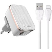 Resim Ldnıo A1204q Qc3.0 18w Usb Hızlı Şarj Cihazı, 1m Usb - 8 Pin Kablo, Fiş Tipi: Ab Fiş Beyaz Altın 