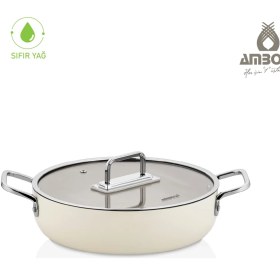 Resim Amboss Sera Nova Doğal Seramik Basık Tencere 26 cm 3.2 Litre – Latte 