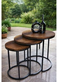 Resim 3lü C Lüx Zigon Servis Salon Sehpa Siyah 