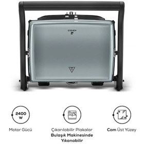 Resim Karaca Gastro Grill Glass Premium 2400W Tost Makinesi Bakır 