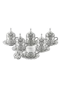 Resim Motif Kahve Fincan Takımı 6 Kişilik 24 Parça Gümüş Renk 365-k-11 