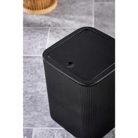 Resim Şık Çizgili Kare Kapaklı Klikli Çöp Kovası, Banyo ve Mutfak Için Ürün 