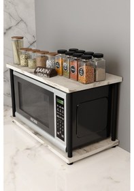 Resim Çevir Kur Mutfak Tezgah Üstü Mikrodalga Rafı Çok Amaçlı Organizer Stand Baharatlık Raf Sistemleri Beyaz Mermer 