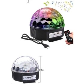 Resim Bfs Led Işık Disko Topu Bluetooth Hoparlörlü Usb Müzik Çalar Kumandalı Çok Renkli 