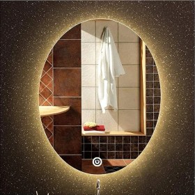 Resim Global Led Mirror 73X93 cm Dokunmatik Tuşlu Elips Ledli Ayna Banyo Aynası Dekoratif Ayna Boy Ayna Salon Duvar Ayna 