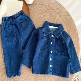 Resim Bahar ve Sonbahar Yeni Erkekler için Denim Yaka Tek Düğmeli Ceket Bol Kot Seti İki Parça, Dış Mekanlar için Mükemmel 