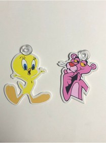 Resim Green Otomotiv Cam Süsleri İkili Takım Tweety ve Pembe Panter 