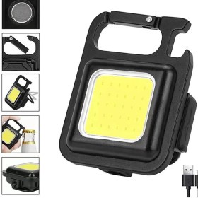 Resim Zenvia Hs-37 LED Anahtarlıklı Cep Boy Cob LED Metal Kasa Mıknatıslı Şişe Açacağı Usb’li Şarj E 