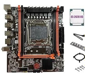 Resim Sefdrert Anakart X99E + CPU E5 2678 V3 Çift Kanallı 4XDDR4 RECC RAM PCIE X16 NVMe LAN Kart Gigabit Masaüstü Anakart 