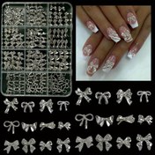 Resim 1 Kutu Hafif Lüks Gümüş Renkli Kurdele Tüyü Tırnak Süsleri Alaşım Karışık Stil DIY Tırnak Malzemesi Kutusu 