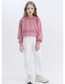 Resim Defacto Relax Fit Bisiklet Yaka Crop Basic Düz Sweatshirt Kız Çocuk D6994A824WN Bordo 