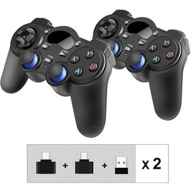 Resim 2.4g Wireless 2 Adet Gamepad Kablosuz Oyun Kolu Pc Ps3 Kol Tv Box Android Tv Telefon/tablet 2x 