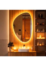 Resim Fracturavision Amber Led'li Lavabo & Banyo Aynası Dokunmatik Sensörlü 90 X 60 Turuncu 