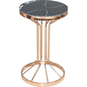 Resim Bengi Ticaret Brc Bufalo Fiskos Model Siyah Mermer Desen Metal Çelik Rose Bakır Renk Kaplama El Yapım 