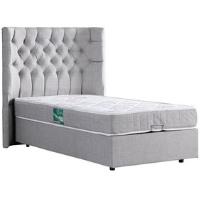 Resim Setaymobilya Baza, Matilda Tek Kişilik Baza + Başlık + Comfort Yatak, Açık Gri 