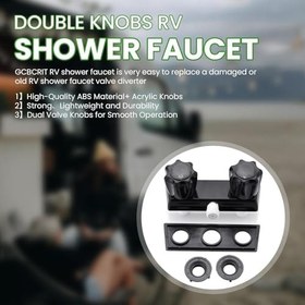 Resim RV Duş Bataryası Çift Kulplu Camper Duş Bataryası Değiştirme 4" RV Duş Vanası Yönlendirici, Camper Van için Dış ve İç Banyo Duş Akrilik Topuzlu (Siyah Musluk) 