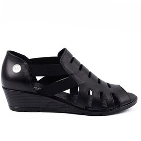 Resim Mammamia D26ys-2855 Kadın Hakiki Deri Dolgu Taban Comfort Sandalet Siyah 