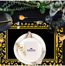 Resim Siyah Büst Detaylı Amerikan Servis 4'lü Set 35x50cm Keten, Ulusl. Yıkama Ve Solmama Sertifikası Çok Renkli 