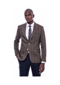 Resim Wessi Ekose Sivri Yaka Slim Fit Kahverengi Ceket 001 
