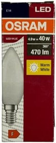 Resim Osram LED Ampul, 4,9W (40W Eşdeğeri), E14 Duy, 2700K Sıcak Beyaz Işık 