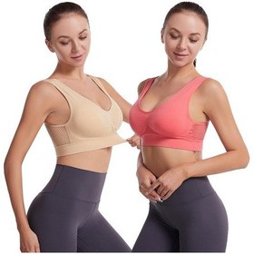 Resim Beyaz Hiçbir Çelik Halka İçi Boş Örgü Havalandırma Deliği Spor Sütyeni Darbeye Dayanıklı Yoga Koşu Büyük Boy İç Çamaşırı Kadın Spor Sütyeni Beyaz 