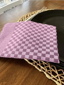 Resim 2 Adet Pembe, 40x60cm Ekose Desen, Alman Peçetesi, Mutfak Havlusu, Kurulama Havlusu, Mutfak Havlusu Çok Renkli 