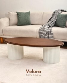 Resim Zag Orta Sehpa - Ceviz Tabla & Beyaz Ayak 