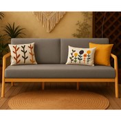 Resim Zem Favela Bohem Üçlü Berjer Natürel Ahşap, Gri 