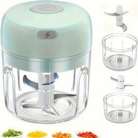 Resim 1 adet Elektrikli Sarımsak Doğrayıcı, Paslanmaz Çelik Bıçak, 250ml Kapasite, Taşınabilir USB Şarj Edilebilir Doğrayıcı, Mutfak, Piknik, Mutfak Aleti için Uygun, Soğan, Biber, Kereviz, Zencefil Doğramak İçin, Doğum Günü Hediyeleri Göndermek İçin 