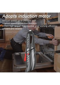 Resim Tongxida 3.6v Usb Şarjlı Elektrikli Tornavida Seti - 6 Parça, Çift Mod, Led Işık, 3.5nm Tork, Mini Boyut - Siyah 