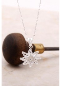 Resim Telkari Işlemeli Gümüş Çiçekli Kolye 6883 472071939 