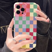 Resim Elma desenli ızgara boyama, iPhone 11/12/13/14/15/16/PLUS/PRO/PROMAX için tümü dahil sismik dirençli film sert telefon kılıfı, erkekler ve kadınlar için hediye koruyucu kapak 