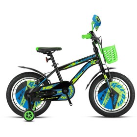 Resim Kron X-FORCE 16 JANT MTB - 10' - Vitessiz - V.B. - Siyah-Mavi/Neon Yeşil- 