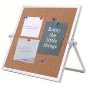 Resim Standlı Çift Taraflı 24.89cm Mantar Panosu - Gümüş Alüminyum Çerçeve, Ev & Ofis Masa Mesajları veya Resimler için İdeal 