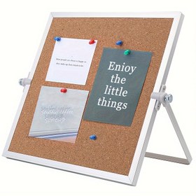 Resim Standlı Çift Taraflı 24.89cm Mantar Panosu - Gümüş Alüminyum Çerçeve, Ev & Ofis Masa Mesajları veya Resimler için İdeal 