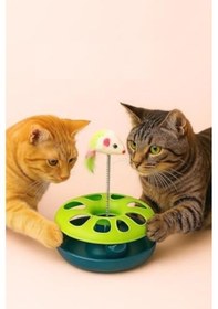 Resim Çıngarak Toplu Yaylı Fareli Kedi Çember Oyuncağı Eğlence Aksesuarı Kedi Oyun Çemberi Turuncu 