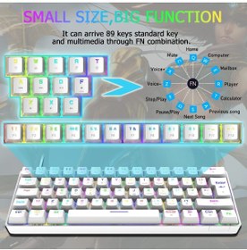Resim Trol Blue Switch Mini Rgb Oyun Klavyesi Gaming 62 Tuşlu 18 Rgb LED USB Tip-C Kablosu Pembe Uyumlu 