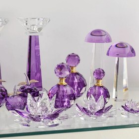 Resim Kristal Dekoratif Salon Konsol Aksesuar Seti Mor 