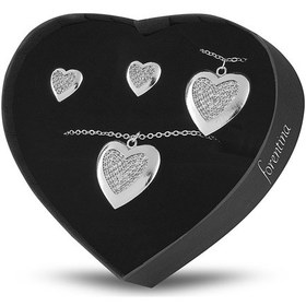 Resim Forentina Kalbimin Aynası Gümüş Kaplama Kalpli Kolye Küpe Bilekli Gümüş 