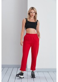 Resim Arka Cepli Üç İplik Eşofman Altı Kırmızı-kırmızı Kırmızı 