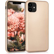 Resim Matte Silicone Apple Iphone 11 (6.1'') Kılıf Gold Microsonic