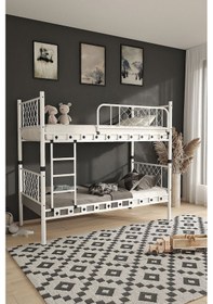 Resim Argimo Metis Beyaz Metal Ranza Ve Karyola 90x200 