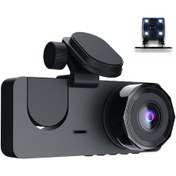 Resim Padalink Gece Görüşlü 3'lü Kameralı Araç Kayıt Cihazı - 1080p Ön + 480p İç + 480p Arka Kamera, 140 Geniş Açı, Döngü Kayıt, Hareket Algılama 