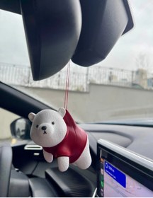 Resim HisConcept Sevimli Kırmızı Ayıcık Araba Ayna Süsü - Dikiz Aynası Süsü Tasarım 