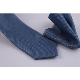 Resim Demfashion Özel Desenli Kravat Mendil Seti - Mavi (533048352) Mavi 