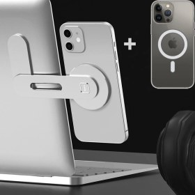Resim GongtuShop IP13PROMAXCASE Combo Stili iPhone Serisi Için Dizüstü Cep Telefonu Montajı, Katlanabilir Metal Yapıştırma Tabanı Ofis Monitörü Manyetik Tutucu Cep Telefonuna Uyarlama (Yurt Dışından) 